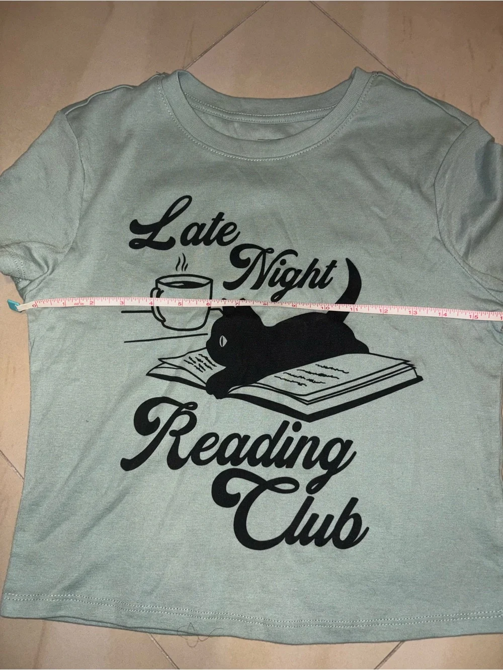 Mighty Fine Sage Green 'Late Night Reading Club' Cat Graphic Tee